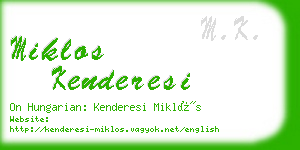 miklos kenderesi business card